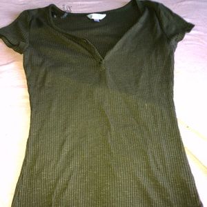 Olive green button up top